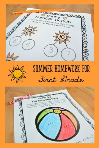 Summer Homework for First Grade Collage 1