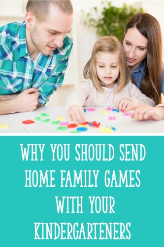 Read 3 reasons why sending home family games with your Kindergarten students is a GREAT idea - and download a free literacy game to send home with them!