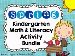 spring centers for kindergarten and first grade and a free spring math activity learning at the primary pond