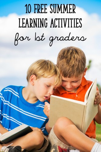 A list of 10 free summer learning activities for first graders (rising second graders!)