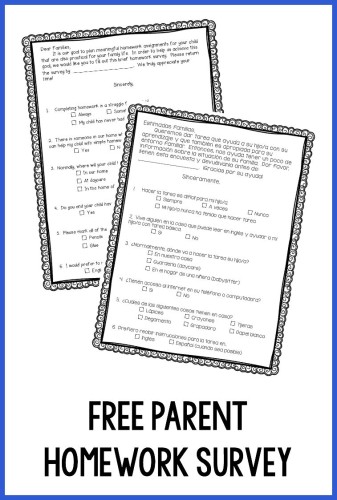 Grab this free homework survey to find out what supplies families have at home, where students complete homework, and other useful information!  Free from Learning At The Primary Pond