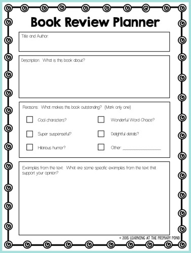 Grab this "Book Review Planner" freebie and have your students give out book awards! My 2nd graders loved this persuasive / opinion writing project. - Learning At The Primary Pond