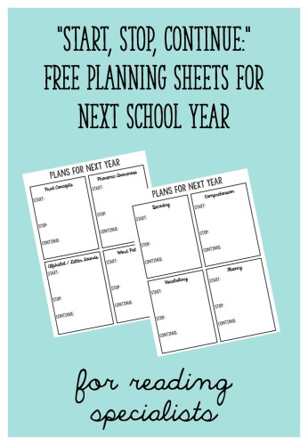 If you are a reading specialist, you will love using these planning sheets to get ready for next year!  The sheets are divided into categories like "phonemic awareness" and "comprehension" to help you plan out next year!