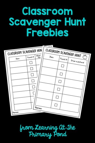 On the first day or week of school, have your students pair up for a fun classroom scavenger hunt!  Click through to download the free sheets.