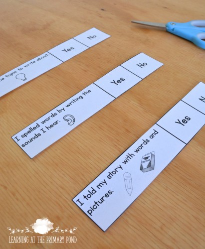 Rubrics can be overwhelming for young students, but using visuals and cutting them up into strips can be helpful!