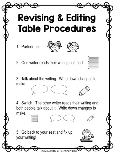 Procedures for having your students use a revising and editing table for peer conferring