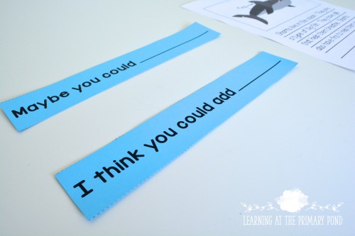 When having students peer revise or edit, providing them with sentence starters can be helpful in guiding their conversations!