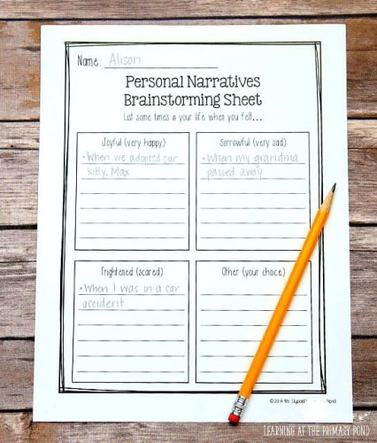 When you begin a writing unit on a particular genre (like personal narratives), have students fill out a brainstorming sheet like this one. Then, when a student finishes one book, they can check back to their brainstorming sheets to find a topic for their next book!