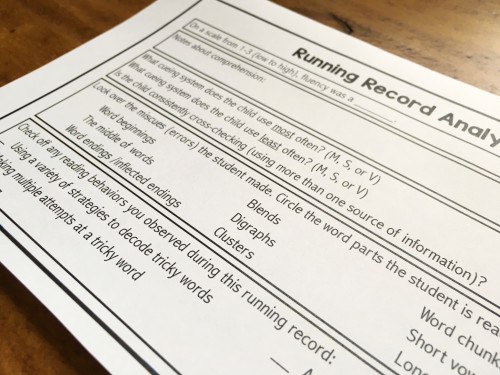 Get a variety of running record forms and checklists for beginning readers for FREE!