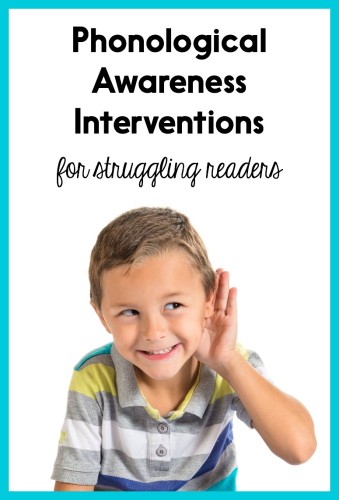 Many struggling readers also have poor phonological awareness. Read this post for intervention ideas AND get all of the intervention materials for free!