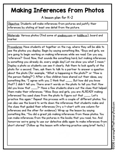 first grade animal worksheet and Lessons, Ideas for Teaching Inferring Activities, in 5