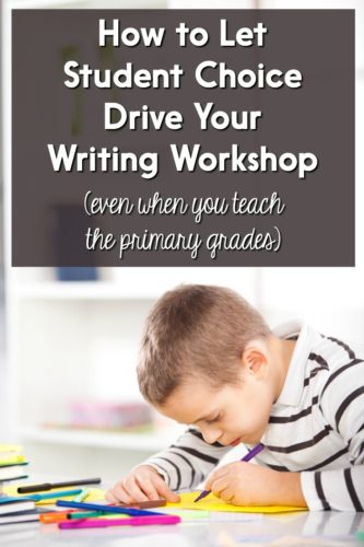 Students NEED lots of choice in their writing topics and writing workshop in order to become independent writers. This post describes how to give students guided choices so that even Kindergarten, first grade, and second grade students can work independently and successfully during workshop time!