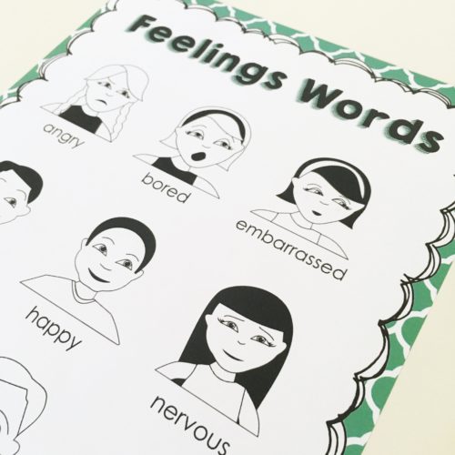 I use this feelings word poster to encourage students to use words other than "happy" and "sad" in their stories!