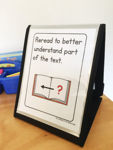 This visual helps students focus on an instructional goal or strategy during guided reading.