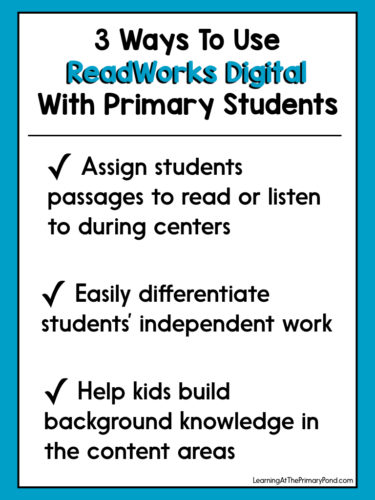 ReadWorks's FREE new site lets students access articles digitally! The site is great for differentiated, meaningful independent work or centers.