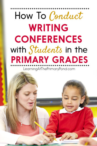 Conducting individual writing conferences with students can REALLY help move them forward. But how do you do it when you have a whole class full of Kindergarten, first, or second grade writers who all need your help at the same time? And what should you do during a conference, anyway? Read this post to find out!