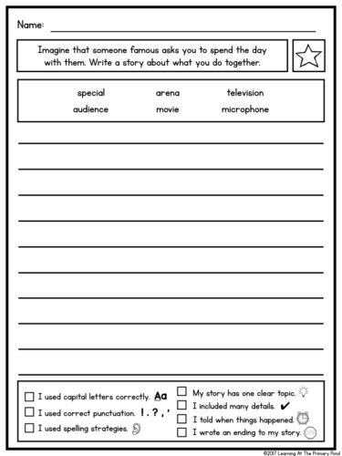This writing resource has paper options with or without self-assessment checklists.