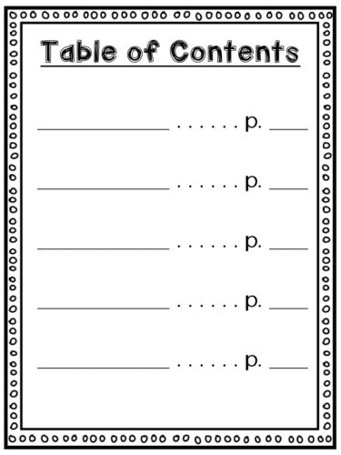 This template helps kids create a table of contents for their informational / nonfiction / All About books!
