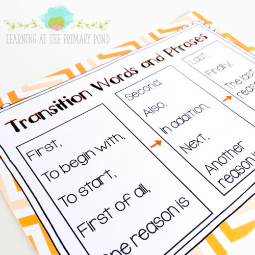 Place a list of transition words in your writing center!