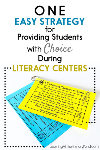 My kids do SO much better with literacy centers when they have choices! In this post, I explain how I offer choices during my Kindergarten, first grade, or second grade literacy centers.