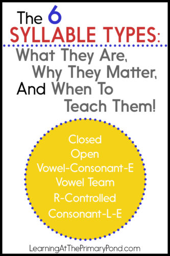 The 6 Or 7 Syllable Types What They Are Why They Matter And When To Teach Them Learning At The Primary Pond