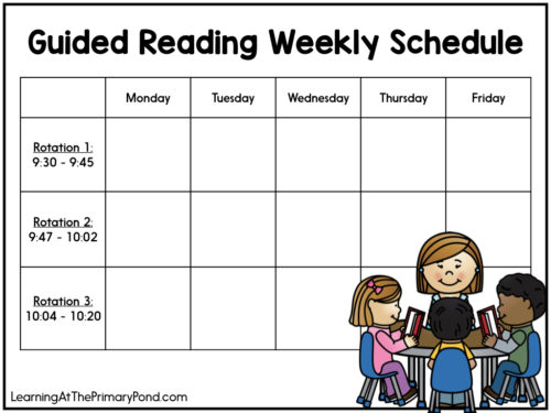 This guided reading schedule template will help you build your daily schedule! This blog post is full of examples that work well for guided reading in Kindergarten, first grade, and second grade