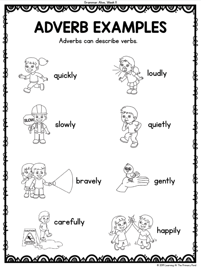 Use these adverbs in a game of Act It Out! with second grade students. This activity helps bring grammar alive through active learning! 