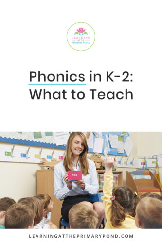 What to teach in phonics: it shouldn't be a mystery! You might already know that teaching phonics in Kindergarten, first grade, and second grade is essential. But if you don't know what skills and concepts to teach, then teaching phonics effectively becomes a lot harder. In this blog post, learn what you should teach in phonics in the primary grades, and also grab a free scope and sequence document!
