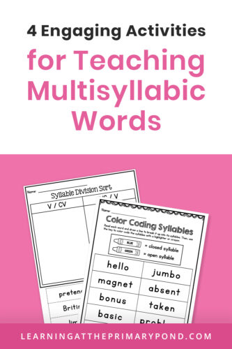 Want some activity ideas for teaching multisyllabic words to your 1st, 2nd, or 3rd grade students? This blog post has 4 ideas to make breaking up words FUN! There are also links to help you learn how to teach the syllable division rules and syllable types.