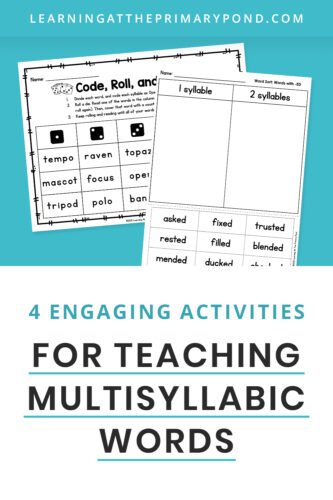 Need to teach multisyllabic words to your first grade, second grade, or third grade students? This blog post has 4 activities ideas to make breaking up words FUN! Also included are links to help you learn how to teach the syllable division rules and syllable types.
