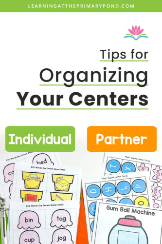 Small group and center time is an important part of the day in Kindergarten, first grade, and second grade. To make things go smoothly though, you need to be organized on your end and also help students stay organized! In this post I’ll give you a few tips on how to stay organized for center time!
